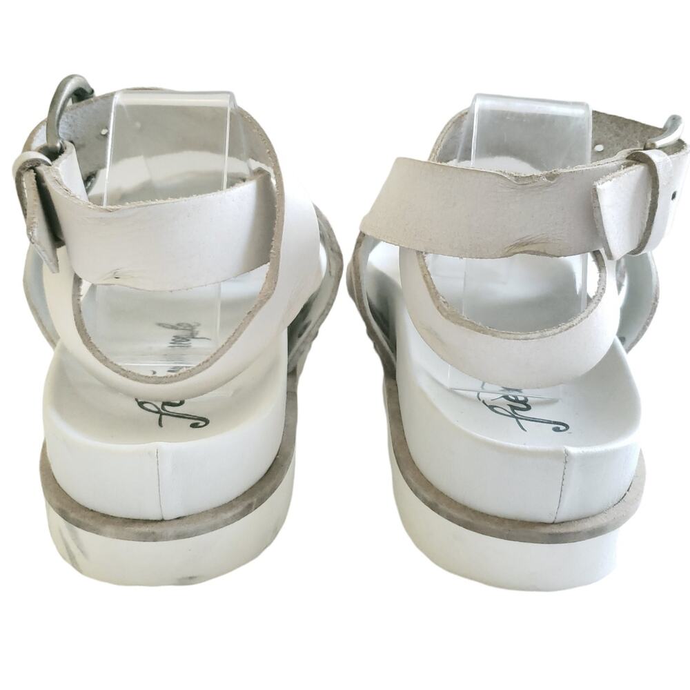 FREE PEOPLE Valencia wrap lug sole thong ankle strap leather sandal beige 40 9.5 - Picture 3 of 9